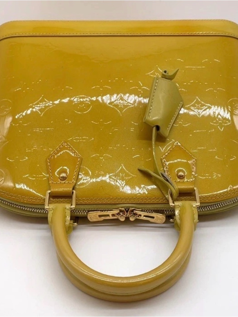 Louis Vuitton Yellow Patent Vernis Alma Satchel - Picture 4 of 16